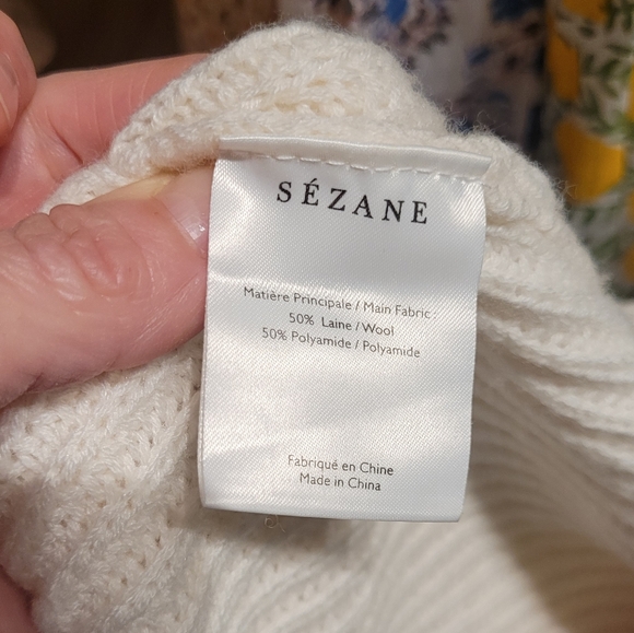 SEZANE Elegant Cream Women's Sweater - Picture 7 of 7
